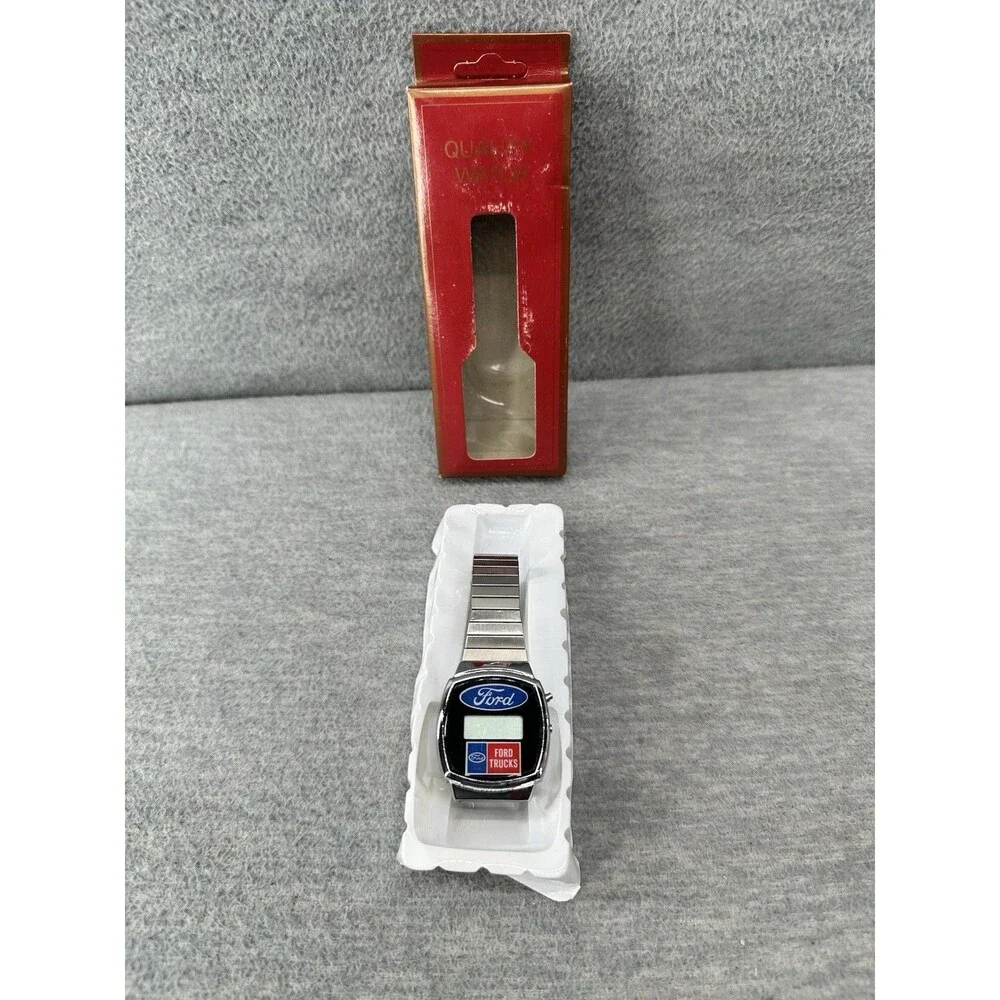 FORD TRUCKS Vintage Advertising Digital Silver Tone Wrist Watch